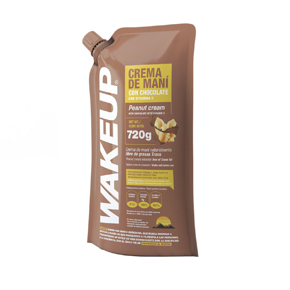 MANTEQUILLA DE MANI CON CHOCOLATE WAKEUP 720 GRAMOS
