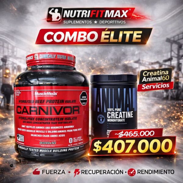 COMBO ELITE CARNIVOR 4 LB + CREATINA ANIMAL 60 SER