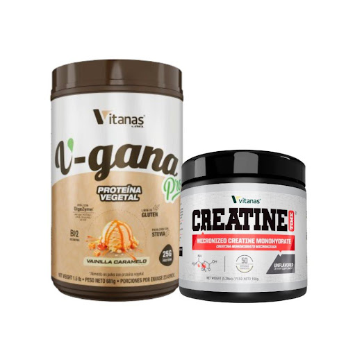 COMBO VEGANA PRO 1.5 LB  VAINILLA + CREATINA TIME 50 SERVICIOS